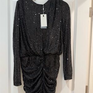 Endless Rose Black Sequin Long Sleeve mini Dress